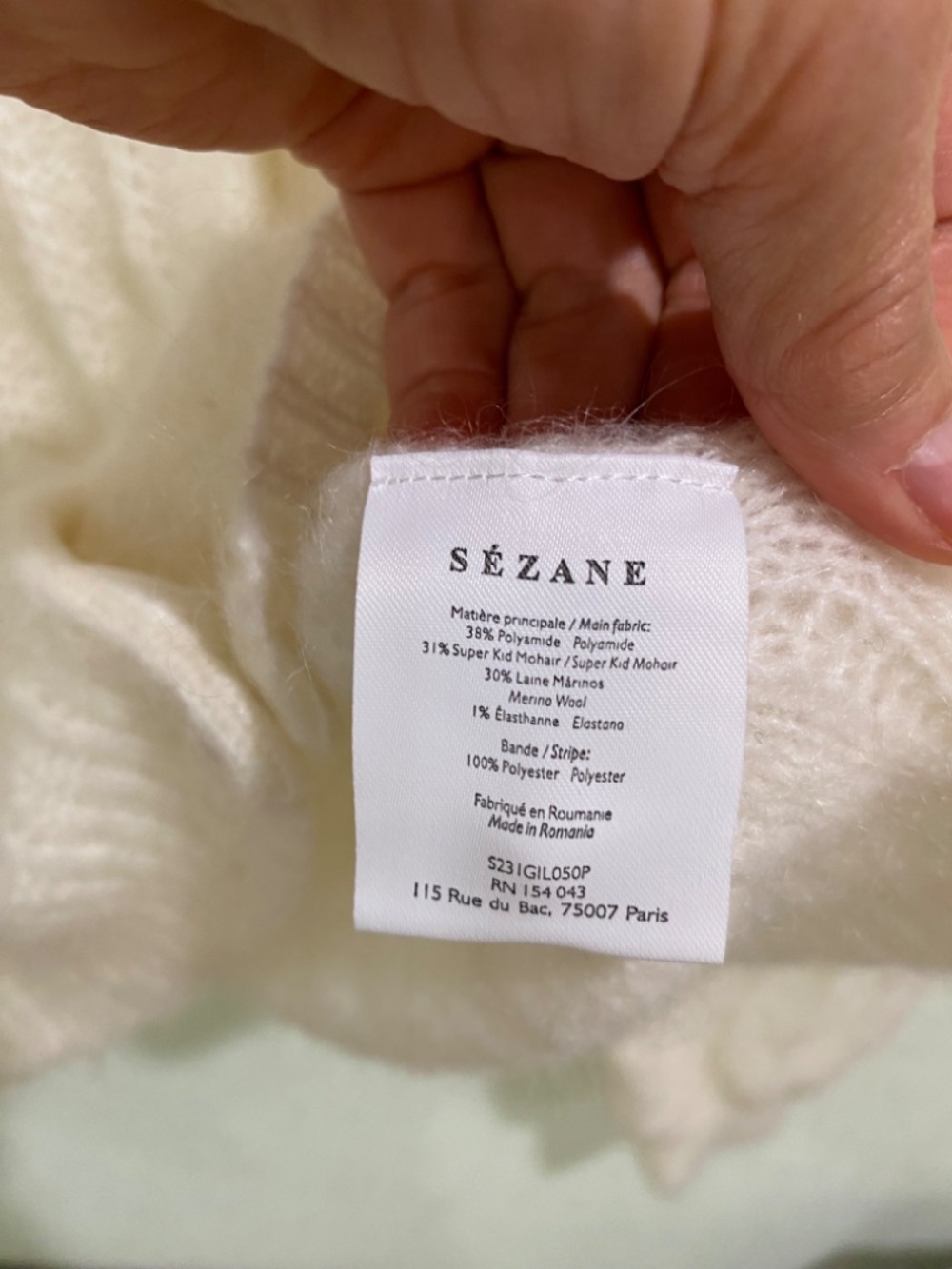 Sezane Ecru Amance Knit Pearl Button Cardigan Medium - Picture 10 of 11